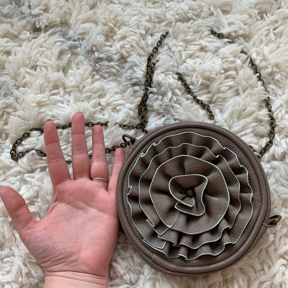 Mud Pie Brown Leather Crossbody Purse Chain Strap - Picture 8 of 8